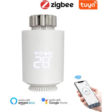 Thermostat actionneur de radiateur Tuya ZigBee, Vanne thermostatique intelligente TRV, controleur de temperature, prise en charge d'alexa Google Home (1/5)