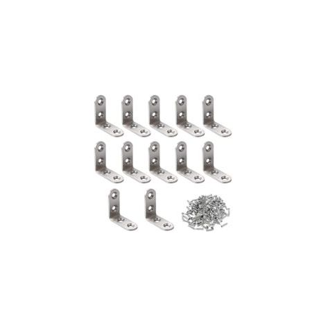 Équerre de Fixation Inox, Angle Droit Support, Supports à Angle Droit De 90 Degrés, 12 Pièces 40x40mm Raccord D'angle, Renforts D'Angle pour la Fixation et la Réparation de Meubles avec 50 Pièces Vis (1/5)