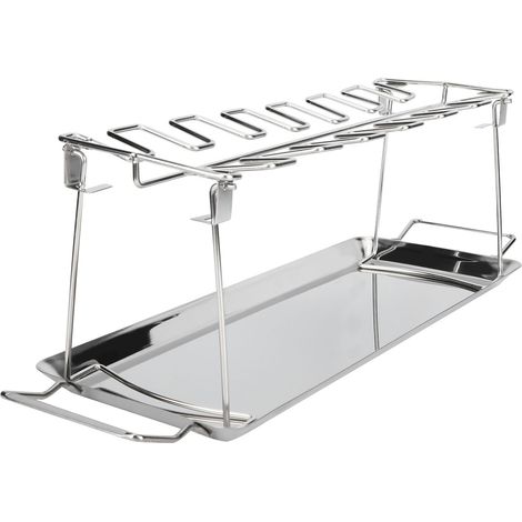 Grille pliante en acier inoxydable pour cuisses de poulet avec lèchefrite, accessoire de barbecue. (1/5)