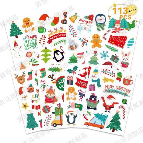 8 Feuilles Noël Autocollants pour Enfants Artisanat, Stickers Noël, Autocollants de Bricolage de Noël, Gommettes Noel, pour Enveloppe Sac Cadeau Les Cadeaux et Décorations de Noël (1/5)