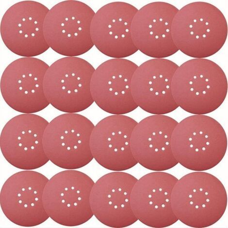 Sanding discs 30 x 225 mm, grain PP40-P240, 8 holes, red, for construction site orbital sander (1/5)