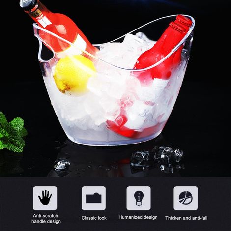 1 seau à glace transparent en forme de lingot, seau à glaçons pour champagne/vin rouge, seau à glace en plastique acrylique pour bière, petit seau à champagne en forme de lingot - 4 L (1/4)