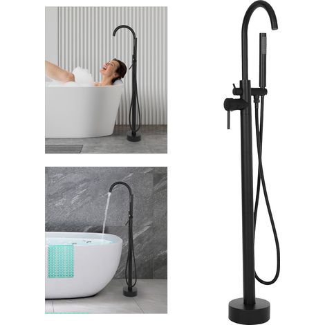 YISSALE -Outillage -Mixeur noir sur pied, robinet de bain à douche manuel, ornementé en laiton, robinet pour baignoire, utilisable dans les salles de douche des particuliers et des hôtels (1/5)