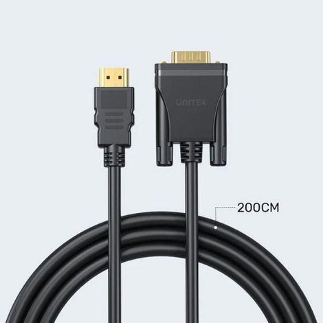 Câble Hdmi Vers Vga - 2 M - Full Hd 1080p 60 Hz - Connecteur Hdmi Mâle Vers Vga Mâle - Noir (1/4)