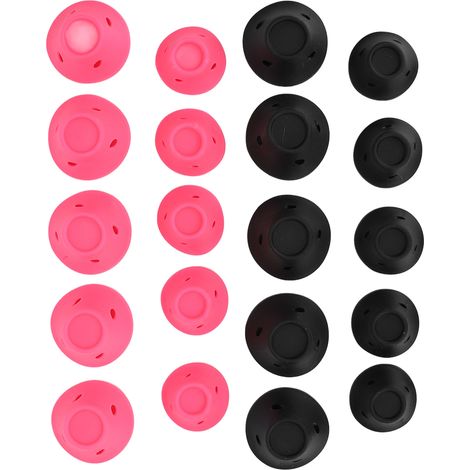 Lot de 20 bigoudis champignons en silicone souple de différentes tailles, pour coiffer les cheveux pendant la nuit (rose et noir). (1/5)