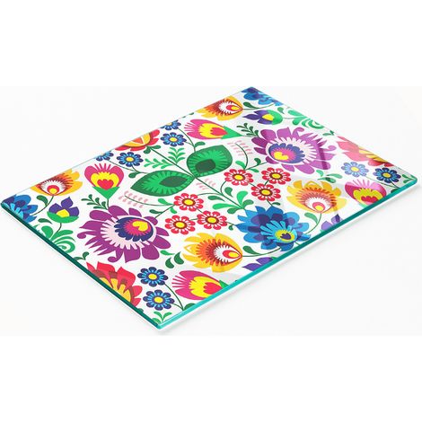Tablero decorativo multifuncional de vidrio templado con diseño étnico, 80x52 cm. (1/5)