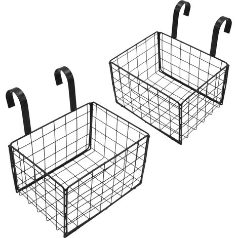 Metall Hängekörbchen 18 x 14 cm schwarz - 2er Set - Gitter Aufbewahrungskorb zum Aufhängen
