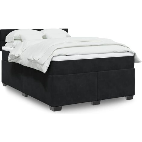 Boxspringbett mit Matratze Schwarz 160x200 cm Samt