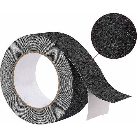 Nastro adesivo antiscivolo nero da 5 cm x 10 m, nastro antiscivolo ad alta aderenza, nastro di sicurezza resistente all'abrasione per scale, gradini, ringhiere, uso esterno e interno. (1/4)