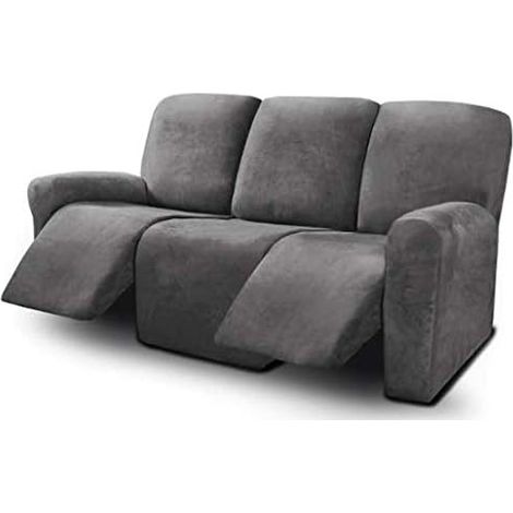 Housse de canapé inclinable Housse de canapé inclinable en velours stretch 3 coussins Housse de canapé inclinable Housse de canapé Épaisse et douce lavable (lot de 8) (Gris foncé) (1/5)
