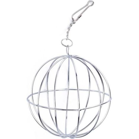 Futterball für Nagetiere, Kaninchenfutterspender, 8 cm Kugel für Meerschweinchen, Hamster und Kaninchen, Hängeball, Kaninchenspielzeug, Heuraufe, bissfester Edelstahlrahmen mit Aufhängeöse