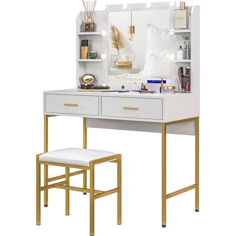 Dressing Table Set, with Storage Stool - White (1/5)