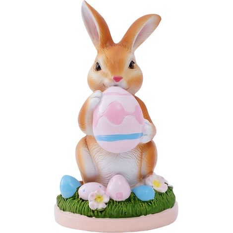 Figurine Lapin De Pâques - Résine Artisanale - Décoration Printemps Intérieur Extérieur - Lot De 2 Pièces (1/5)