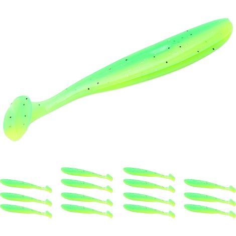 15 leurres souples bicolores en silicone, à queue en T, pour la pêche en eau douce et en eau salée. Couleur : C (1/5)