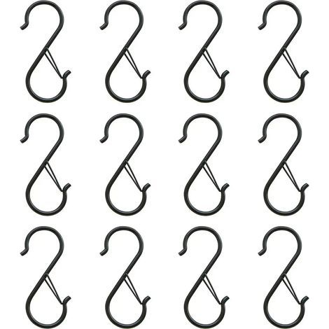 12 Badezimmerhaken mit Verriegelungssystem, windfest und rutschfest, mit Sicherheitsösen und stabilen S-förmigen Haken. Ideal zum Aufhängen von Pflanzen, Kleidung, Küchenaccessoires und Kochutensilien