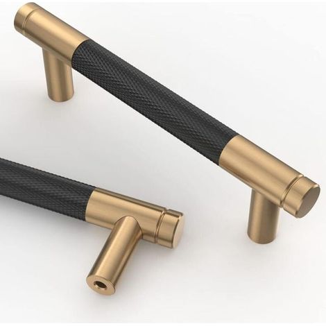 10 schwarze und goldene 96-mm-Küchenschrankgriffe aus Goldlegierung mit Schrauben, für Schubladen, Schränke, Kommoden und Schreibtische (1/4)