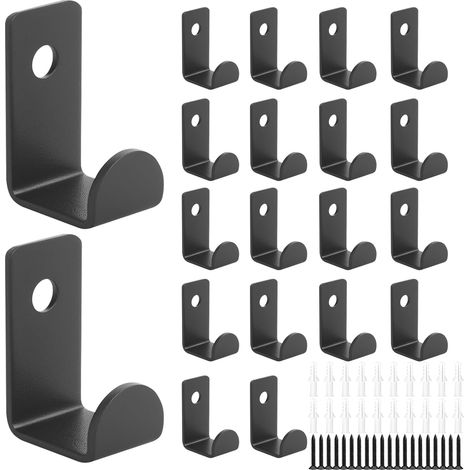 20 Pcs Crochet Porte Manteau Mural Noir, Patere Manteau, Patères Manteaux, Murale, Patère Murale pour Serviettes Vêtements Vestes Salons Salles de Bains Couloirs - (1/5)