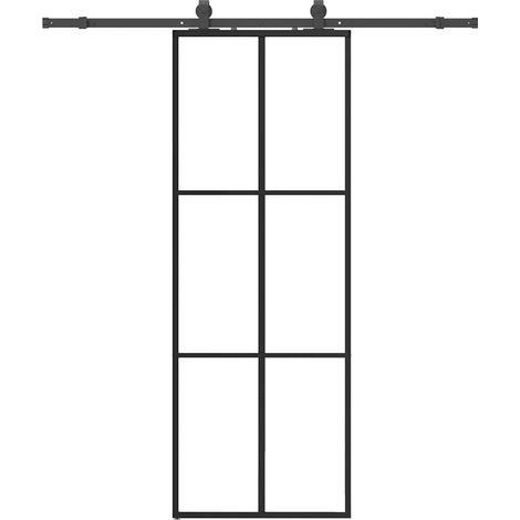 Maison Exclusive - Schiebetür mit Beschlag Schwarz 76x205 cm ESG-