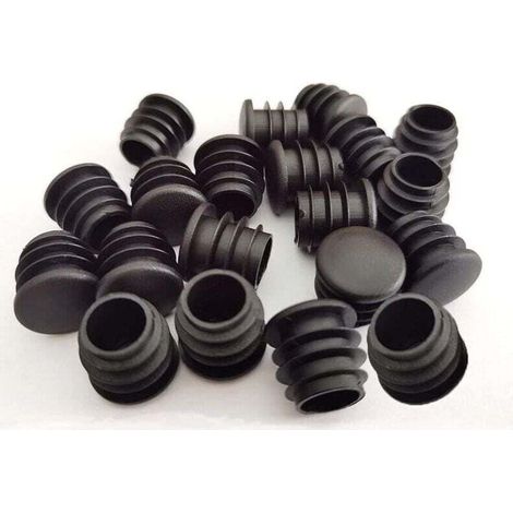 Bouchons Ronds - 16 Mm - Pour Pieds De Chaise Et Tubes Coulissants - Plastique Noir - 40 Pièces (1/4)
