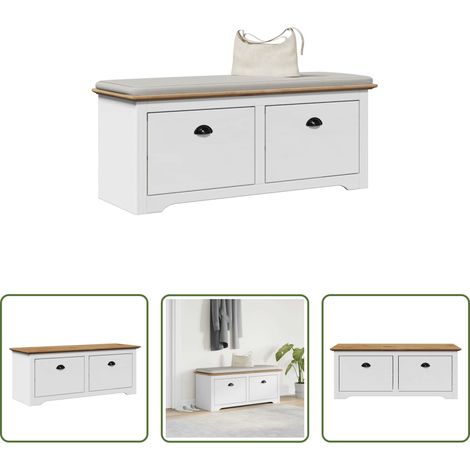 vidaXL Flurbank Weiß - Flurbank BODO Weiß und Braun 114x40x45 cm (1/5)