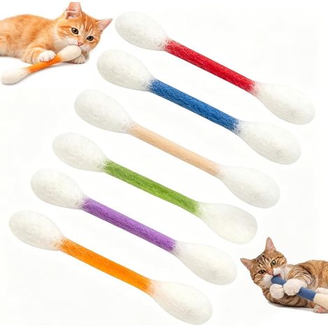 Katzenminze Katzenspielzeug, 6 Stück Spielzeug Katze Große Baumwoll Qtips Katzenminze Spielzeuge, Kicker Katzenspielzeug Set Langlebige Kauseile für Große Kätzchen zahnärztliche (1/5)
