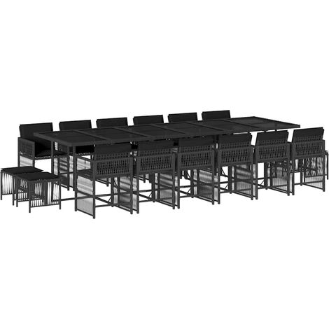 Maison Exclusive - Ensemble à manger de jardin 17 pcs coussins noir résine tressée (1/5)