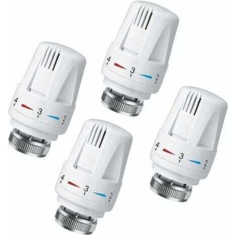 Thermostatic Valve Head Set of 4, Thermostatic Valve Accessories, Radiator Thermostatic Valve Head, Radiator Valve Replacement Head, Suitable for Thermostatic White (1/4)