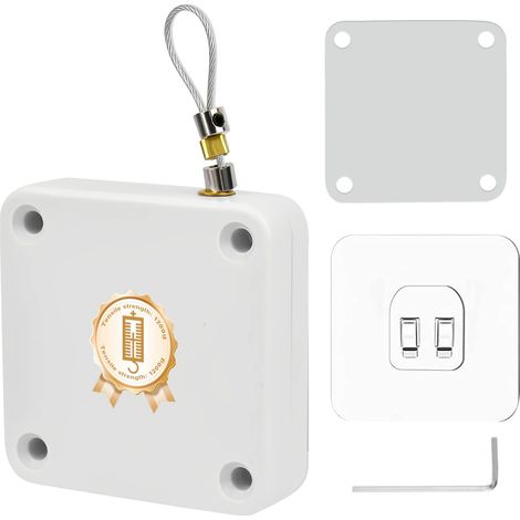 Ferme Porte Blanc Sans Perçage, 1200G avec Câble 1,2m (1/5)
