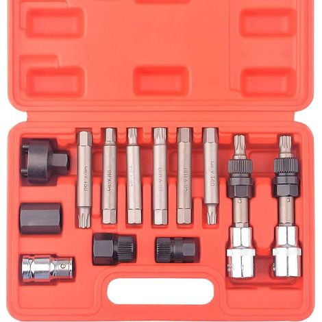 EASYCOMFORT Kit 13 pièces outils poulie roue libre alternateur voiture garage bits Hex Spline Star (1/5)