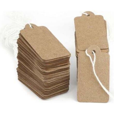 Kleine Preisschilder aus Kraftpapier, 500 Stück, 22 mm x 35 mm, Schmucketiketten mit Schnur, Preisschilder für Kleidung