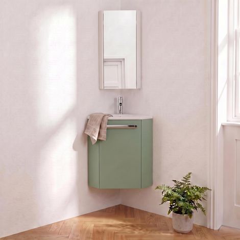 Eckwaschbecken + Wasserhahn + SKINO-Schrank