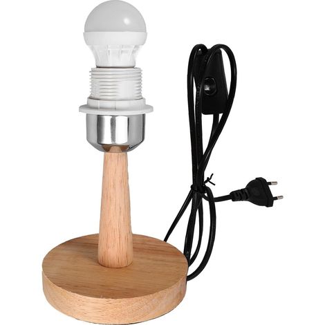 Pied de Lampe de Bureau en Bois Rond Base Plate E27 Stable et Accessoire Décoratif pour Lampe de Table Salon ou Bureau (1/5)