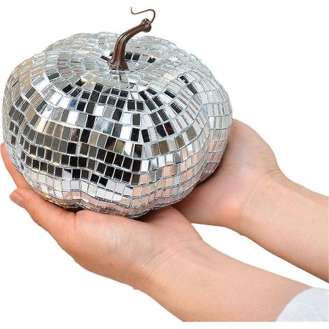 Silberne Spiegel-Discokugel, Kürbisförmige Discokugel, 15 cm