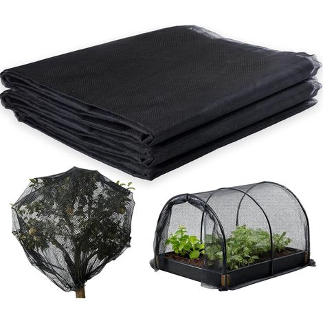 Moustiquaire d'extérieur, filet de protection contre les insectes, maille fine pour jardin, barrière anti-oiseaux, protection des plantes, filet de jardin (3 x 4 m, noir) (1/5)
