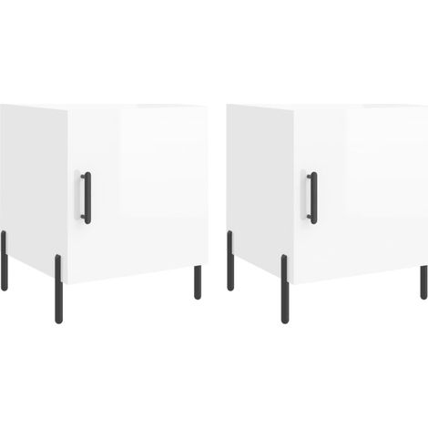 Set di 2 comodini con vano con anta 40 x 40 x 50 cm legno composito bianco DEC035029