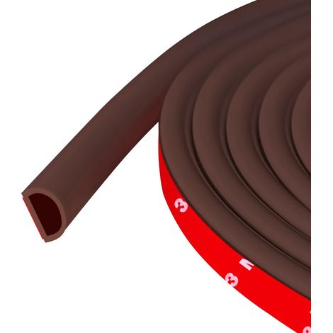 Joint de porte en silicone autocollant,profilé en D pour cadre de porte et fenêtre,brun (14 mm x 12 mm),bande de 6 m (1/5)