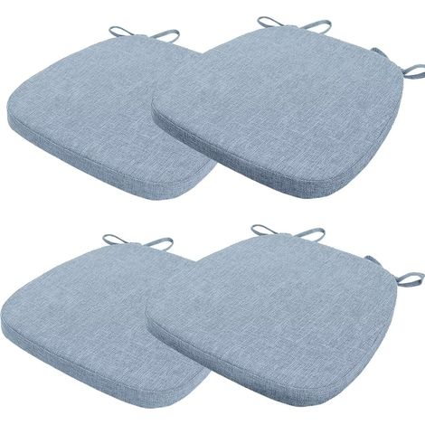 Lot de 4 Coussins de Chaise 40 x 38 x 3 CM,avec Sangles,Coussin de siège détachable antidérapant,Idéal pour la décoration de la Cuisine et du Salon,Bleu Ciel (1/5)