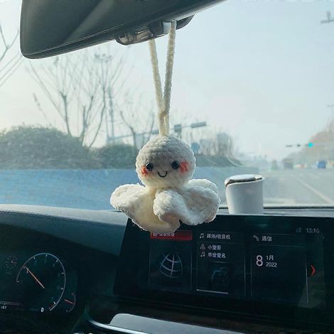 Accessoires de voiture mignons : rétroviseur suspendu, peluche ensoleillée, breloque fruit, décoration florale, voiture pour adolescents, intérieur, rétroviseur, gadgets (1/5)