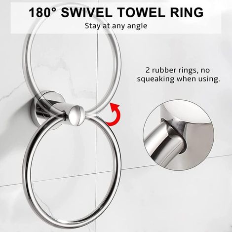 (Gebürsteter Edelstahl) Handtuchhalter, Schwarzer, mattierter Handtuchring, Wandmontierter Handtuchring aus Edelstahl 304, Handtuchhalter  FLITI