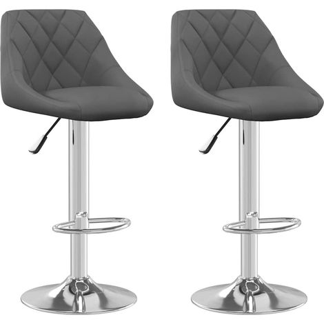 vidaXL Taburete de cocina 2 unidades de terciopelo gris oscuro (1/2)