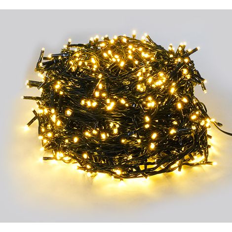 Luci di Natale Filo 900 LED 3m Luce Calda Cavo Verde (1/2)
