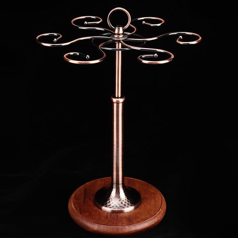 Porte-bouteilles en fer pour bureau, support 6 bouteilles de vin et verres, étagère de rangement décorative bronze (1/5)
