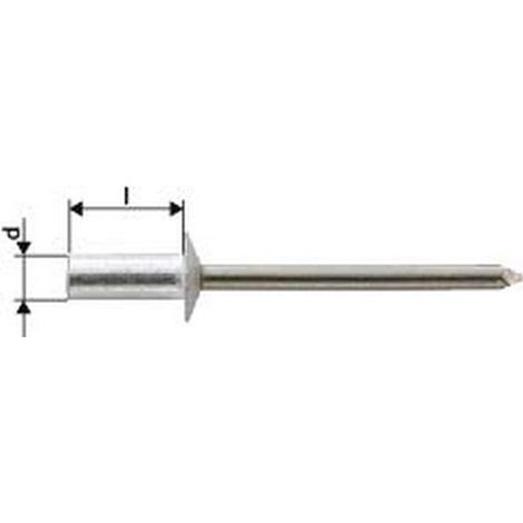 Remache ciego CAP alu/Acero Inoxidable estándar cabeza semi-abombada 3,2x9,5mm (por 1000)