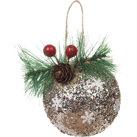 Boule De Noel - En Mousse - Or - 9,5 X 7 Cm - Décoration Arbre De Noël - Lot De 1 (1/5)