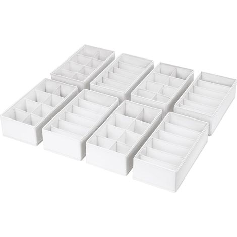 Schubladen Organizer 8er Set, 30x15x9cm, faltbar, weiß (1/5)