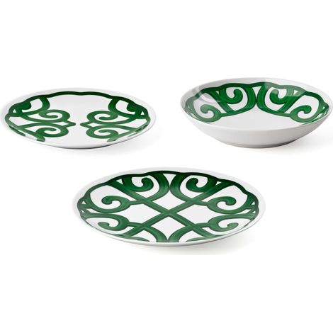 GUZZINI Set 6 Posti Tavola Harmonia Natalizia Porcellana Bianco Verde 18 Pz (1/4)