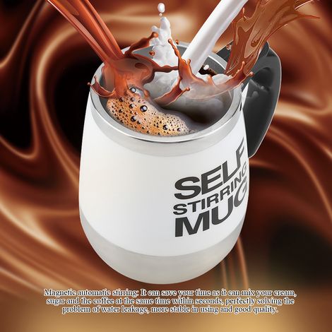 Tragbarer elektrischer Edelstahl-Selbstmischbecher mit Magnetrührfunktion, Kaffeetasse, weiß (1/5)