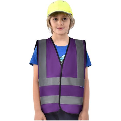 Gilet de sécurité enfant réfléchissant violet 6-9 ans (1/5)