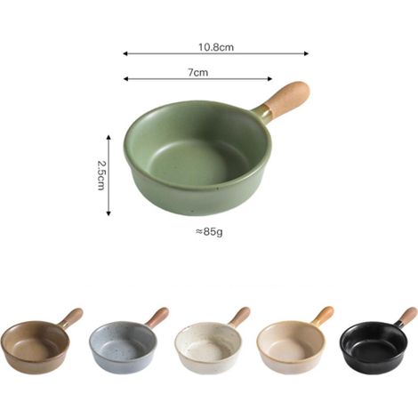 Ensemble de 6 bols à sauce en céramique avec poignées, cuits au four, de couleurs variées, convenant à la sauce soja, aux en-cas et autres sauces. (1/4)