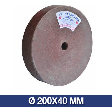 MOLA AD ACQUA PIETRA ARENARIA ROSSA PER AFFILARE COLTELLI FORBICI RONCOLA 14717V D MM 200X40 (14718)